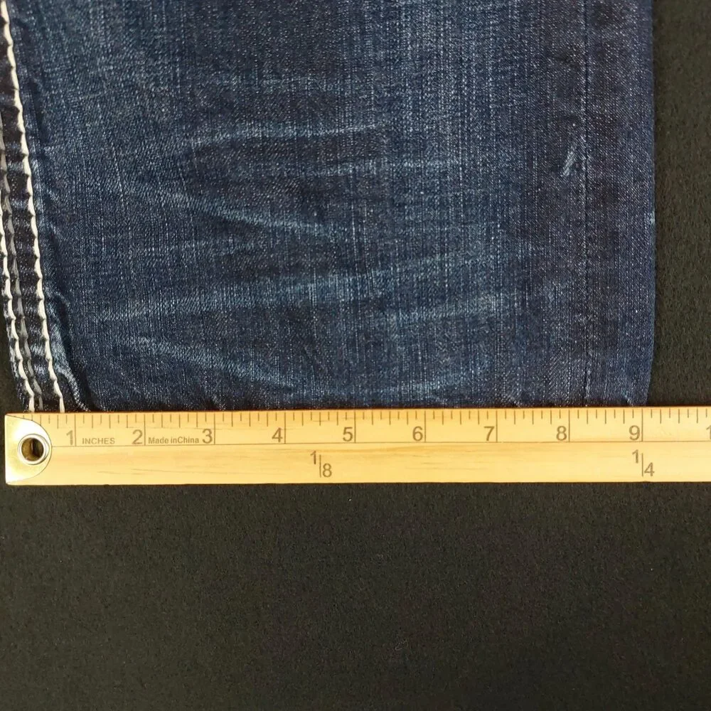 Rock Revival Dennis Relaxed Straight Jeans Men's 31x30 (Fit 33x32) Whiskered